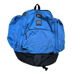 Vintage REI Blue Padded Backpack Hiking Day Pack School Bag Zippered Pockets